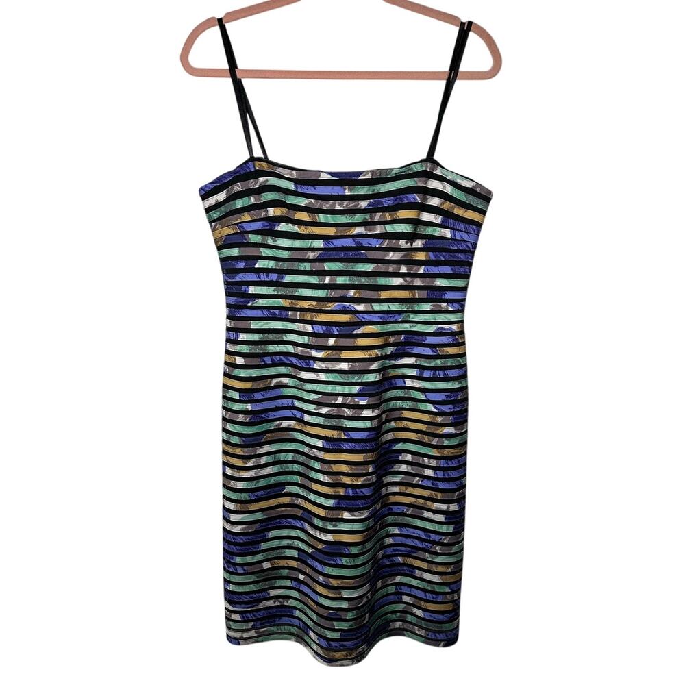 BCBGMAXAZRIA 100% Silk Watercolor Corseted Strapless Mini Dress Women's 12